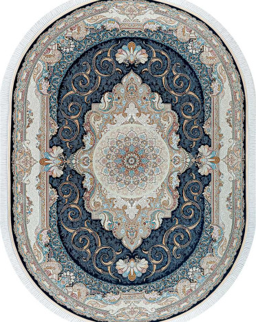 Ковер персидский G144 Mashad 1500 (Акрил, синий) овальный